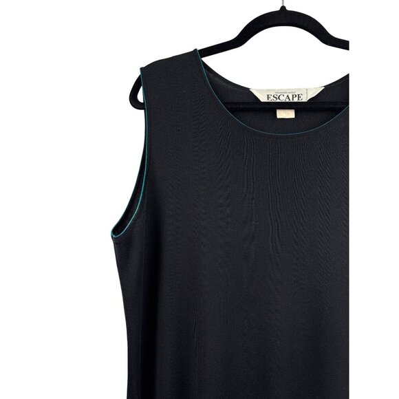 Women’s Howard Wolf Escape Size Large Black Sleeveless Blouse with Teal Stitchin - Picture 2 of 4